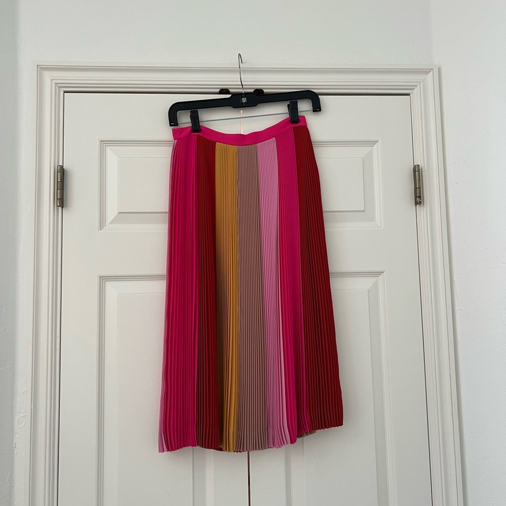Pink Pleated Midi Skirt
